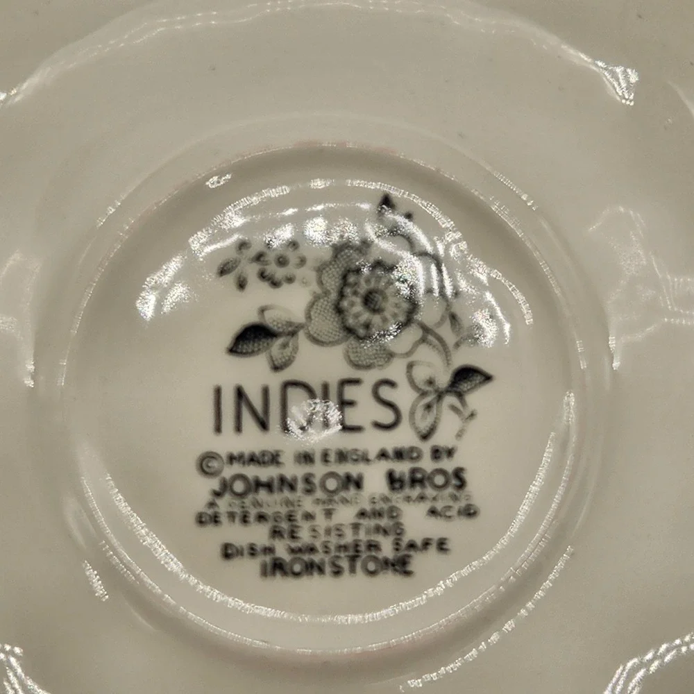 Johnson Brothers Indies Blue Ironstone Cup and Saucer Set Made in England Floral - Picture 11 of 11